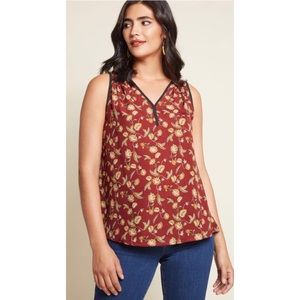ModCloth A Day’s Perk Blouse in Burgundy Floral